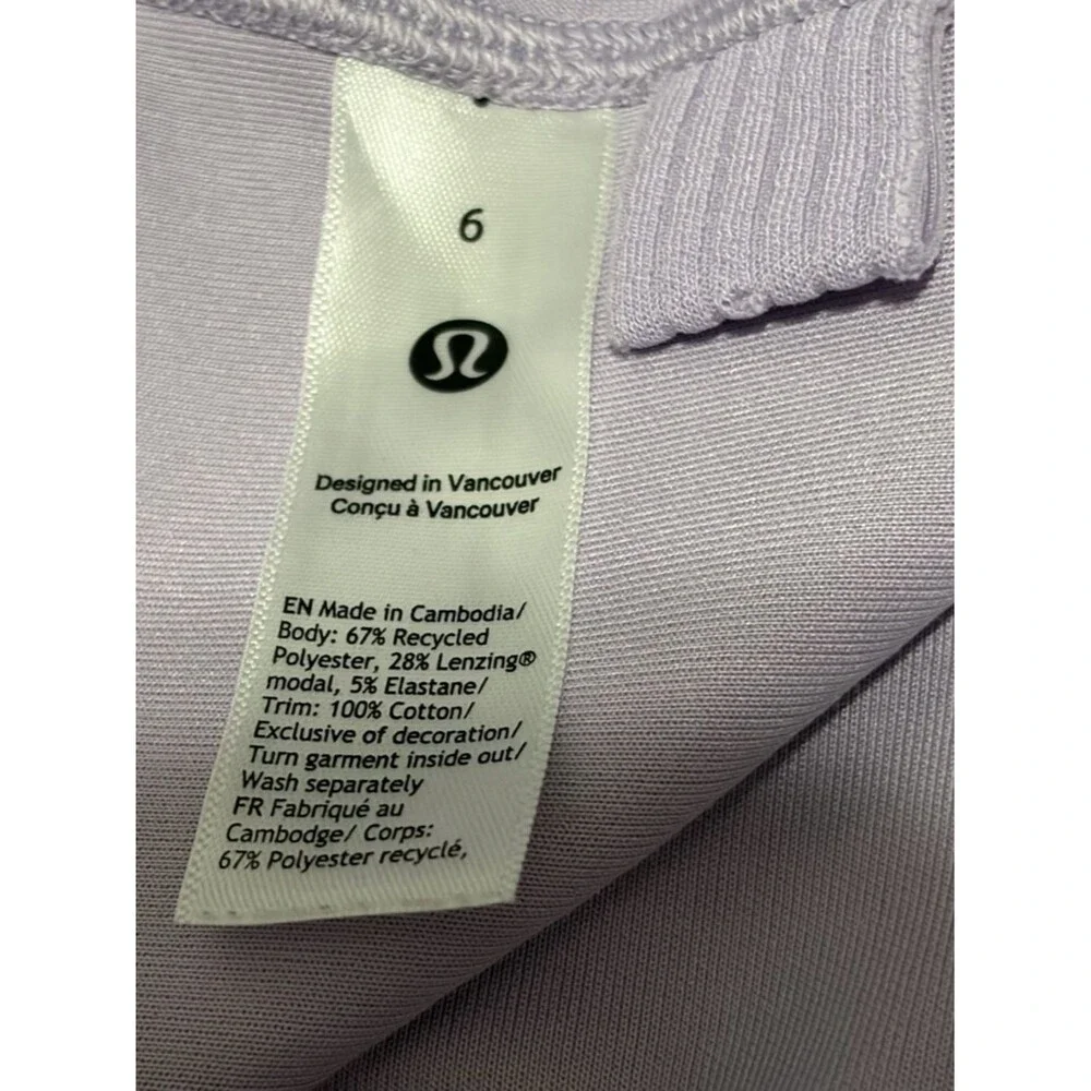 Lululemon Ribbed Softstreme Cropped Tank Top Lilac Ether Size 6 EUC